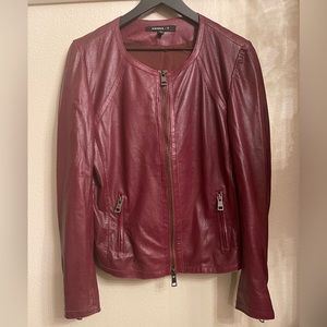 Burgundy Leather Jacket with Zipper Closure